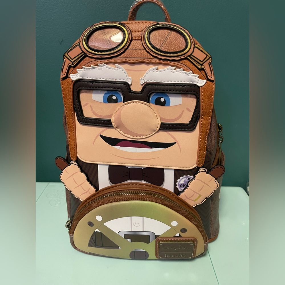 Disney Parks Pixar UP Carl Loungefly Mini Backpack - NWT (Sticker residue Tag)